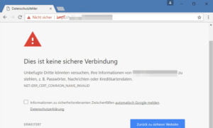 Chrome Browser, der keine SSL Seite aufrufen kann