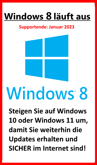 Windows 8 Supportende Banner