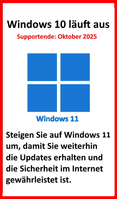 Hinweis zum Supportende von Windows 10, Umstieg auf Windows 11